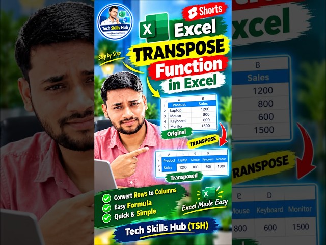 The Easiest Way to Transpose Data in Excel ✅ Convert Rows to Columns #shorts #excel #tutorial