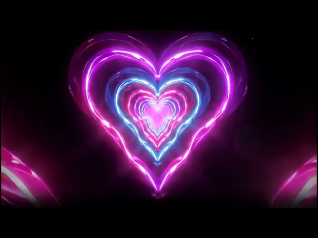Heart Background 💜 Glowing Heart Neon Tunnel Loop 💜  8 Hours 4K 60fps for TV
