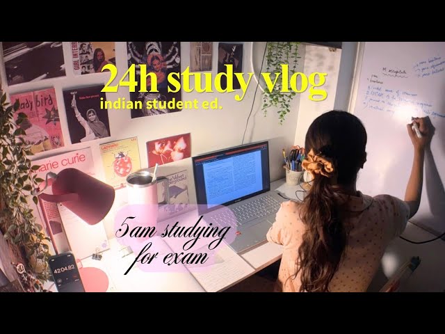 24h study vlog | Indian student, productive diml, studying for exams