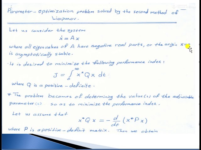 Quadratic optimal  control part 1