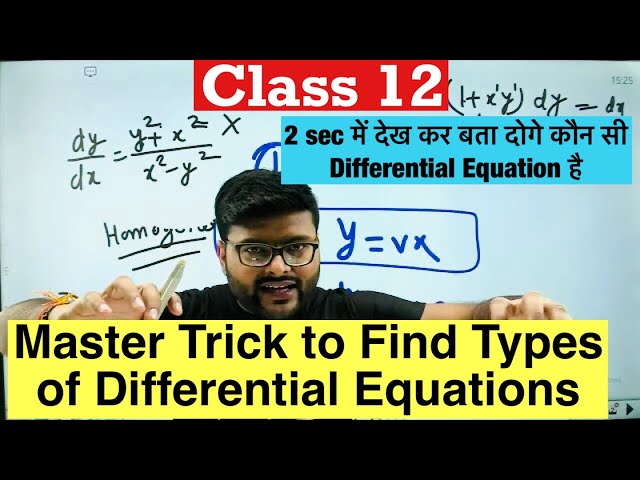 Master Tricks to Find Differential Equations Types Class 12 I Class 12 Differential Equations