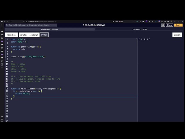 Intro to 2d Matrixes - Game of Life