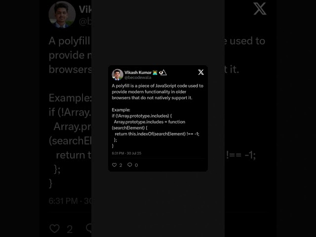 JavaScript Polyfill Explained in 60 Seconds | Beginner to Pro #javascript #becodewala