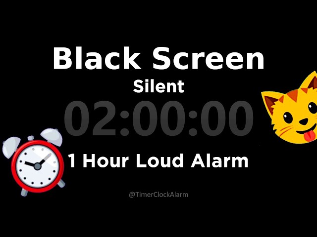 Black Screen 🖥 2 Hour Timer (Silent) + 1 Hour Loud Alarm