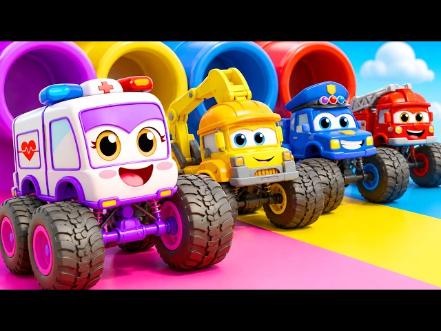 Learn Colors with Cars | Police Car, Fire Truck | Funny Kids Songs & Nursery Rhymes | Robosquad