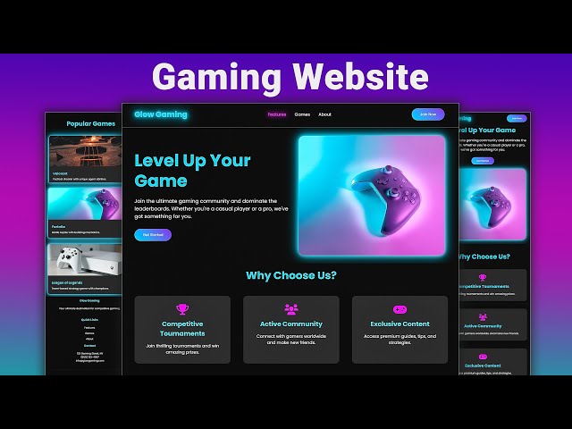 🌟 Build a Glowing Gaming Website with CSS & JS!  mzcode01 #gaming #website #webdesign #coding