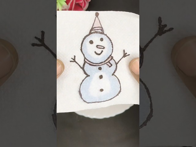 Drawing snowman ☃️/kids drawing with tissue paper activity #shorts #craft #easycraftswithsabbo