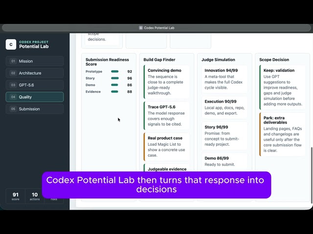 Mets ceci :Titre YouTubeCodex Potential Lab - OpenAI Build Week Demo