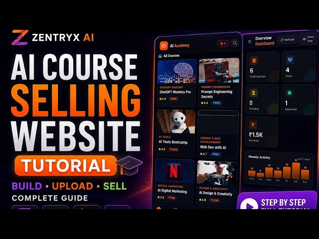 Create AI Course Selling Website Using HTML CSS JS | Full Tutorial || Zentryx Ai #aicodes