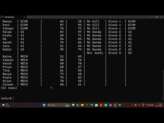 PostGresSQL 6 | Join Operation | inner join | right join | left join | full outer join