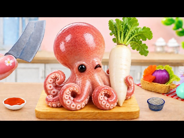 Easy Tiny Cooking 🐙 How to Cook Spanish Fried Octopus with Tomato Sauce by Clover