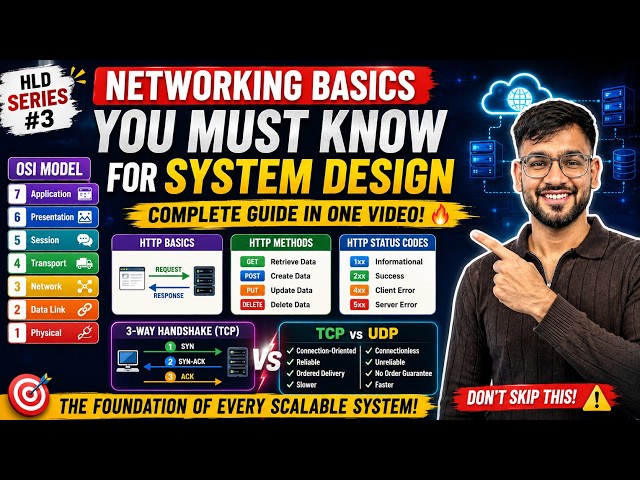 Networking Basics You MUST Know for System Design | OSI, HTTP, TCP vs UDP | 3 Way Handshake