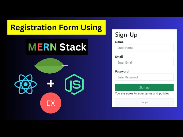 Registration Form using MERN Stack | Sign Up Form with MongoDB, Express JS, React JS and Node JS
