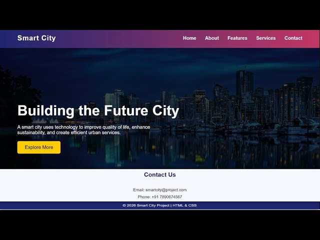 Responsive Smart City Website Design using html & CSS | html & CSS projects.