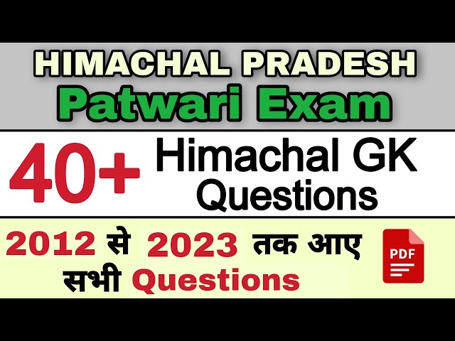 All HP GK Questions asked in Patwari Exam 2012-2023 | Himachal Pradesh | Patwari bhrti 2023