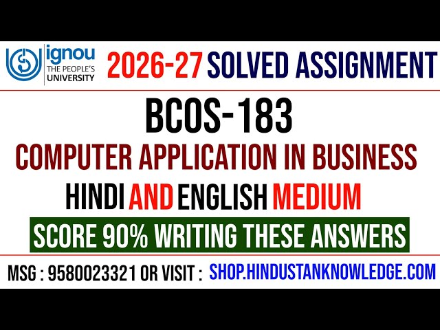 BCOS 183 Solved Assignment 2026-27 | IGNOU BCOS 183 Solved Assignment 2026-27 | IGNOU Assignment