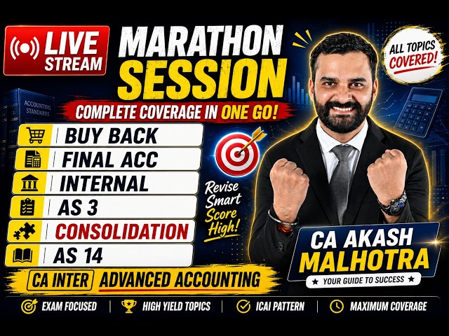CA Inter Advanced Accounting Marathon| Branch, Final Acc, Internal Reco, AS-3, AS-14, and Buy Back