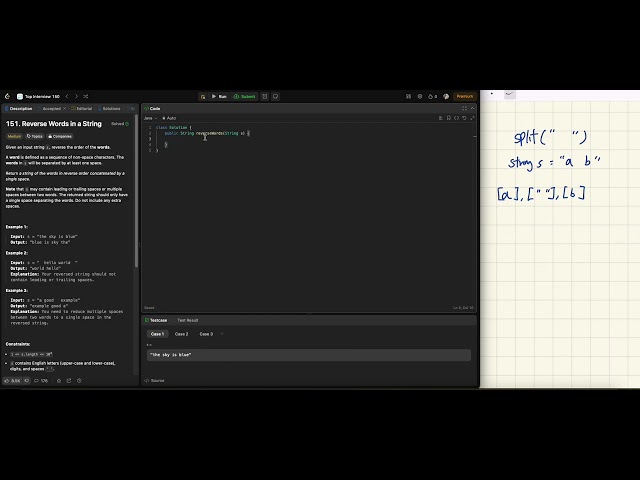 Leetcode 151. Reverse Words in a String (Java)