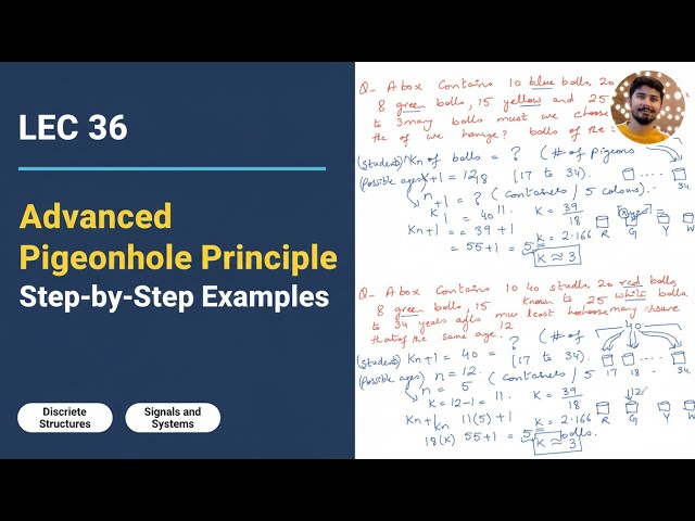 Lec 36: Solving Advanced Pigeonhole Principle & Step-by-Step Examples