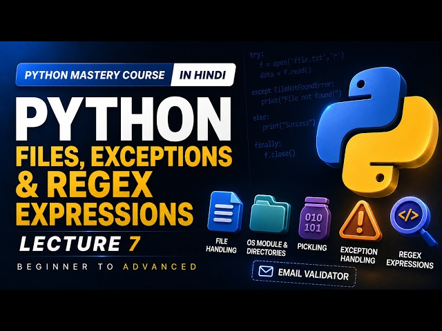 Python File Handling, Exception Handling & Regex  | File I/O, try/except, Regex | TechSpirit