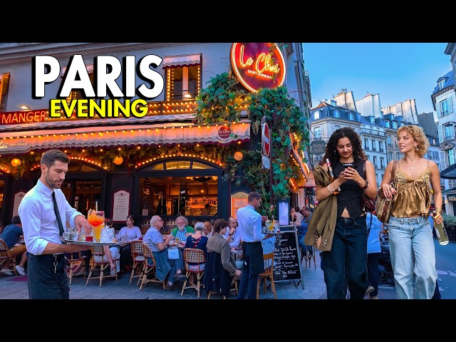 What Happens in Paris on a Friday Evening? Blue Hour from Saint-Germain to Louvre | 4K Paris Walk
