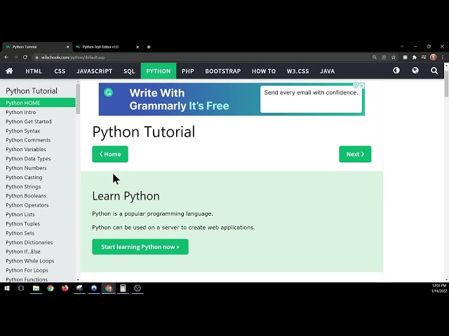 W3schools Python    Tutorials First Video in Series