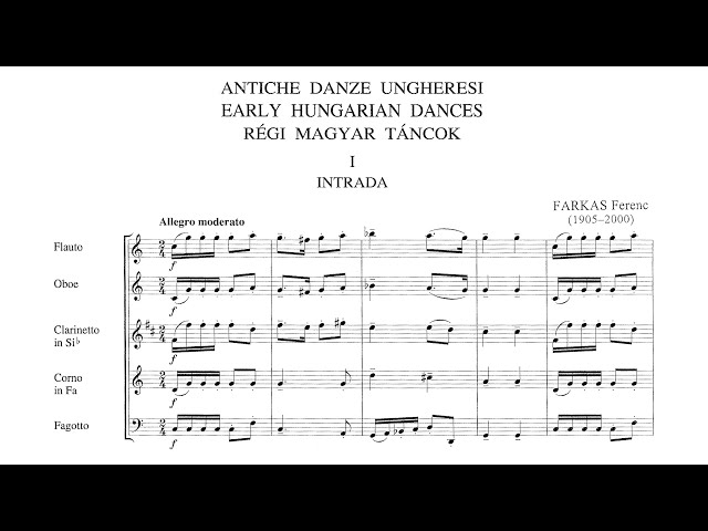 [Score] Early Hungarian Dances from the 17th Century - Ferenc Farkas (for wind quintet)