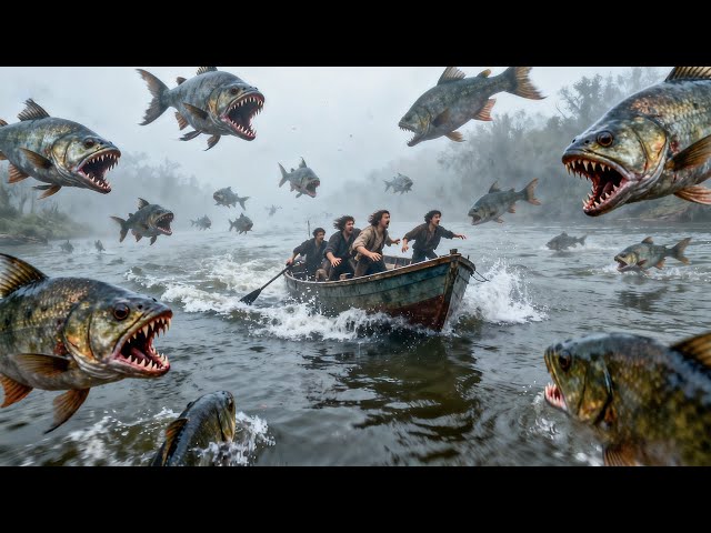 【灾难电影】上万只食人鱼飞袭渔船，船上人类瞬间被吞噬！【大蛇snake】|驚悚 灾难 |【电影派对】