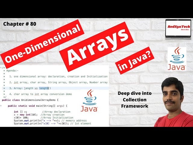 # 80 One-Dimensional Arrays | Single-Dimensional Arrays | Java - Arrays | Arrays in Java |RedSysTech