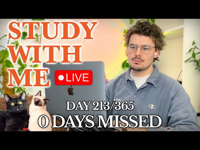 Study With Me (&🐱) LIVE 🚀 5-HOURS — Deep Focus (50/10 Pomodoro)
