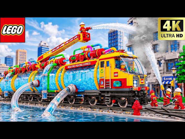 GIANT LEGO City Fire Truck Saves The Gas Station🚒 | LEGO Creative Toys