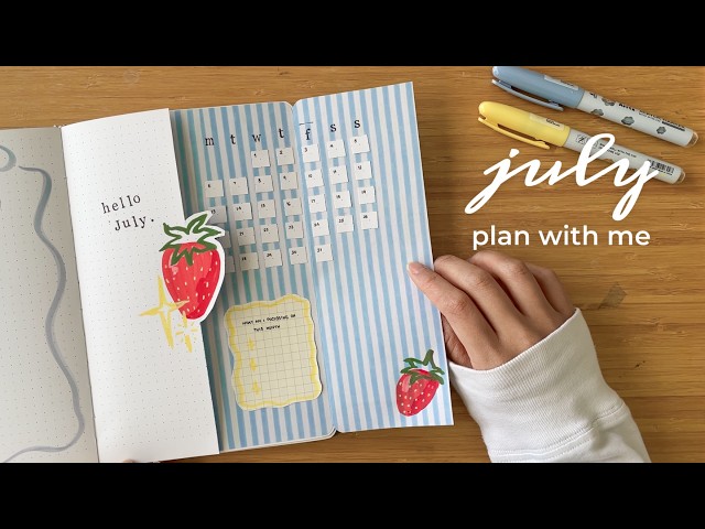 July 2026 Bullet Journal Setup | Bujo Spread Ideas 🍓 strawberry milk theme