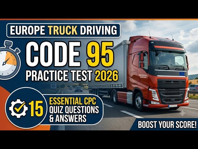 Europe Truck Driving Code 95 Practice Test 2026 | 15 Essential CPC Quiz Questions & Answers| code 95