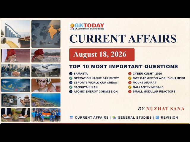 GKToday Current Affairs 🎯 18 August, 2026