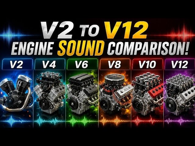 V2 vs V4 vs V6 vs V8 vs V10 vs V12 Engine Sounds Comparison #automobile #automotive #engine #vengine