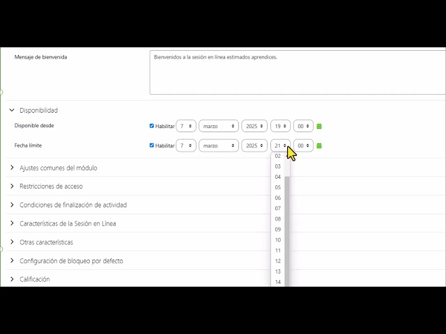 Creación de sesiones en línea - Plataforma ZAJUNA