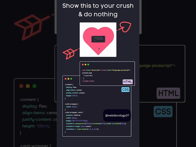 Gift for your crush ❤️.  #html #love #coding #css #codewithharry #pathshala #animation #tutorial