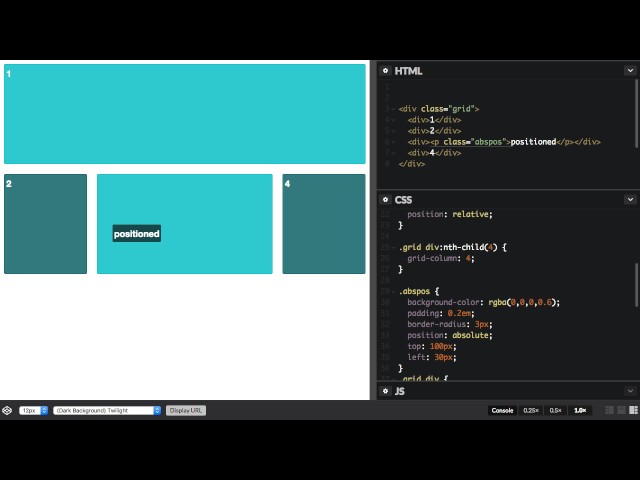 Absolute Positioning and grid layout