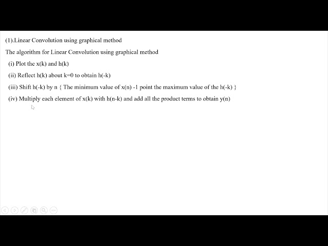 09  Method of convolution sum | Algorithm for Linear comvolution using graphical method | LTI System