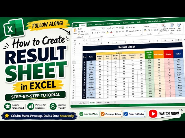 How to Create a Result Sheet in Excel | Step-by-Step Tutorial for Beginners | Microsoft Excel