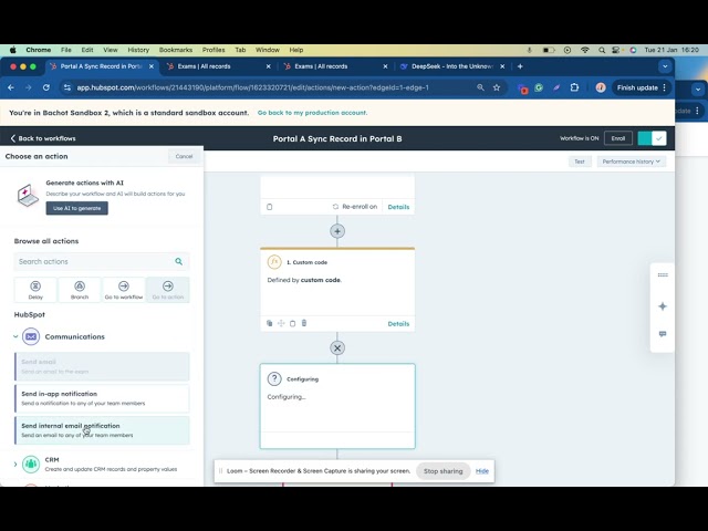 How to Use Output Fields in Custom Code Action for Sync Notifications | Hubspot Automation Workflow