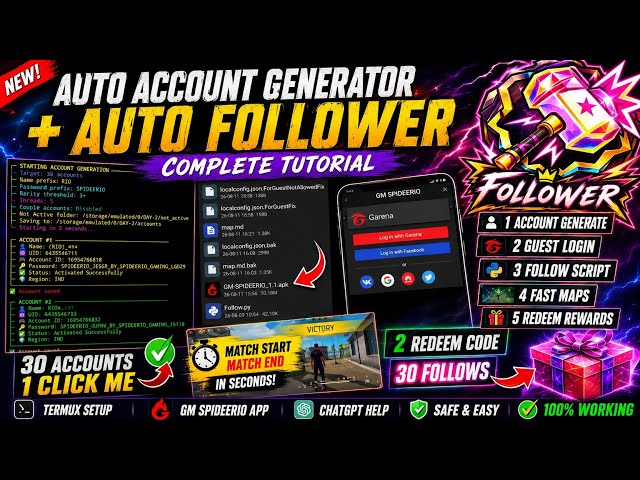 FREE FIRE Craftland Account Tutorial | Guest Login, Fast Maps & Follow Workflow