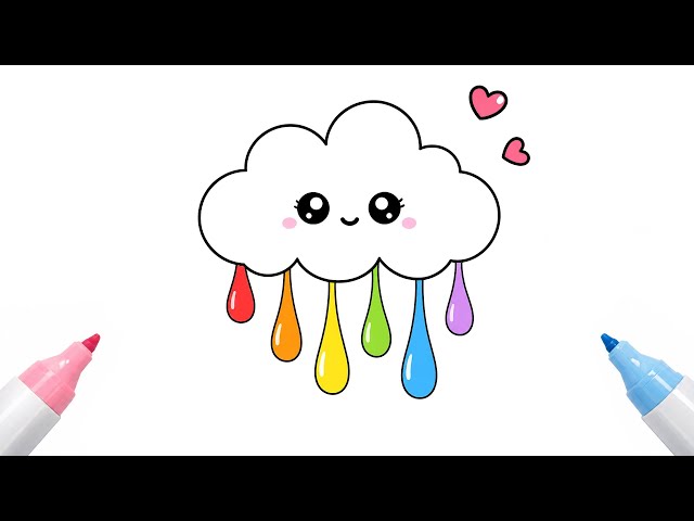 A Cloud That Rains Rainbows! 🌈☁️ | Easy Drawing for Kids