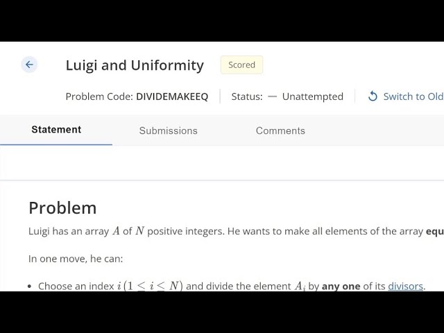Luigi and Uniformity codechef solution in c++ || codechef starters 64 solutions