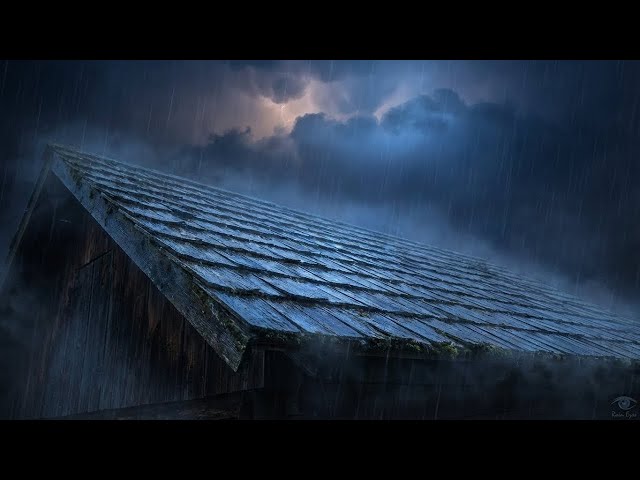 Rain Eyes • Heavy Rain on Old Roof & Distant Thunder | Deep Sleep, Relaxing Night Ambience