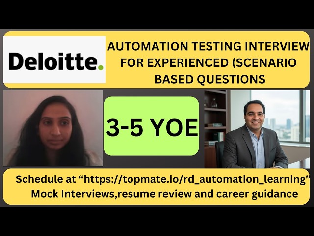 Automation Testing Interview Experience | Real-Time QA & SDET Interview Preparation 2026