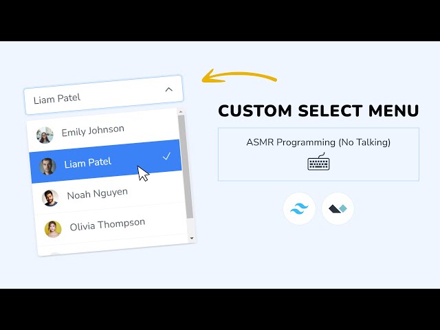 Create a Custom Select Menu using Tailwind CSS & Alpine.js | ASMR Programming