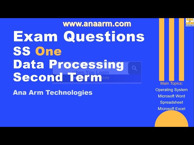 Exam Questions SS One Data Processing Second Term 1 to 20