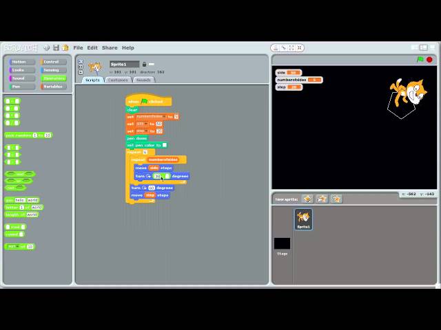 Creating 'snowflakes' in Scratch